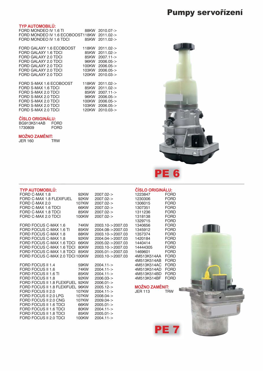 Pumpy servořízení PE4