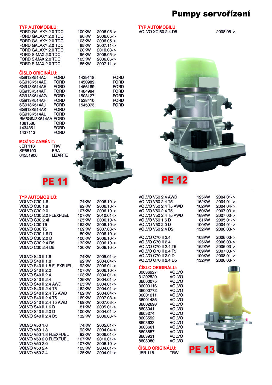 Pumpy servořízení PE6